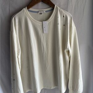 PJ Salvage Cream Top with Subtle Star Details